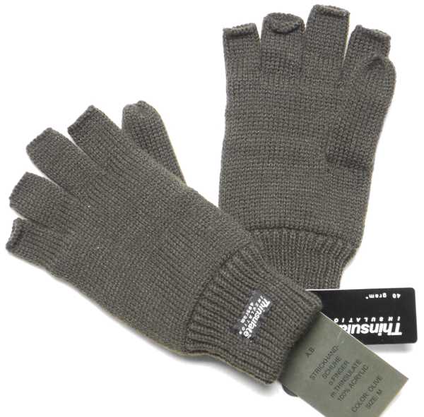 Strickhandschuhe o.Finger, Thins. oliv neu